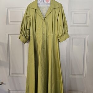 Donna Karen Puff Sleeve Midi Shirt Dress.